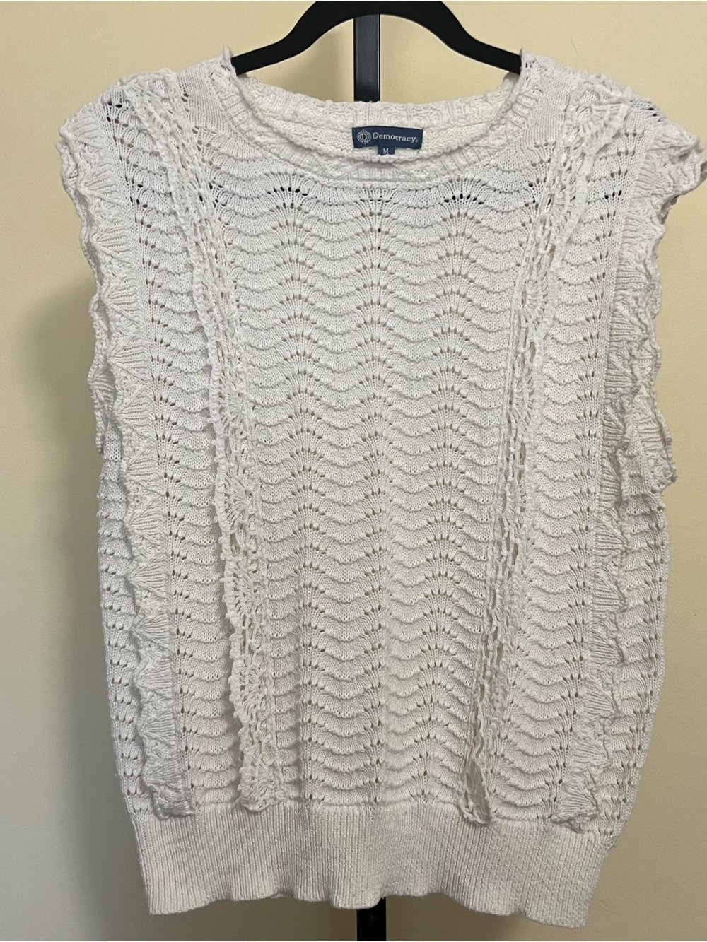 Democracy White Knit Sleeveless Sweater